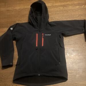 Montbell CLIMABARRIER Black Softshell Jacket – Size Small Hooded VGC